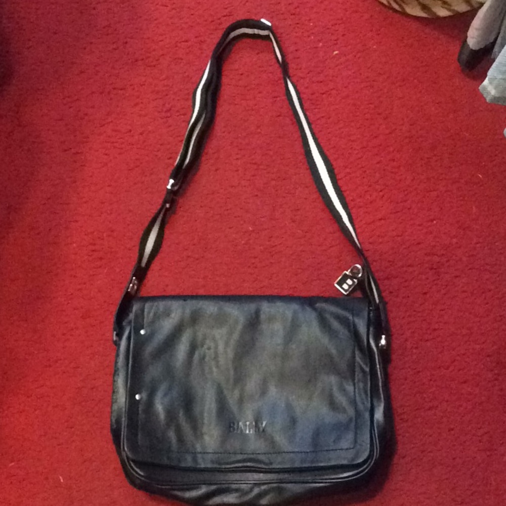 Bally Black Leather Shoulder Satchel Bag